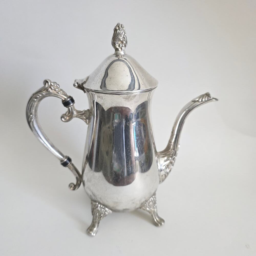Vintage Silver Plate Coffee Pot Tea Pot Footed Serving Pitcher 10"